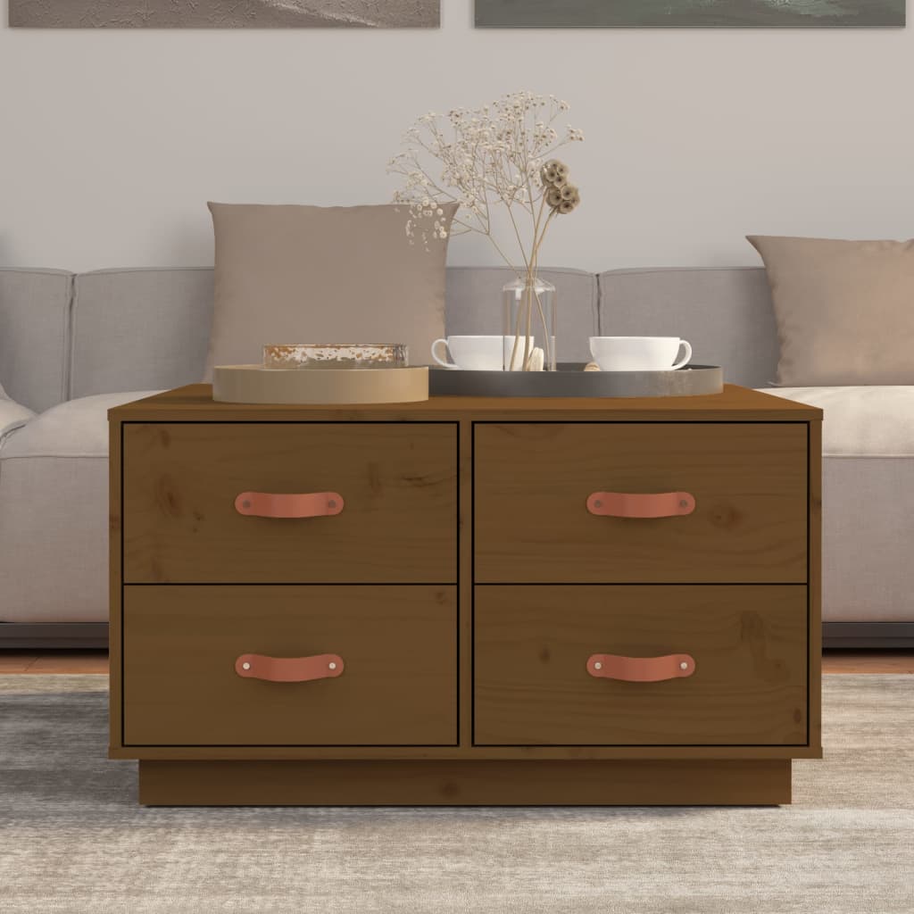 Sofabord honningbrunt 80x80x45 cm massivt fyrretræ