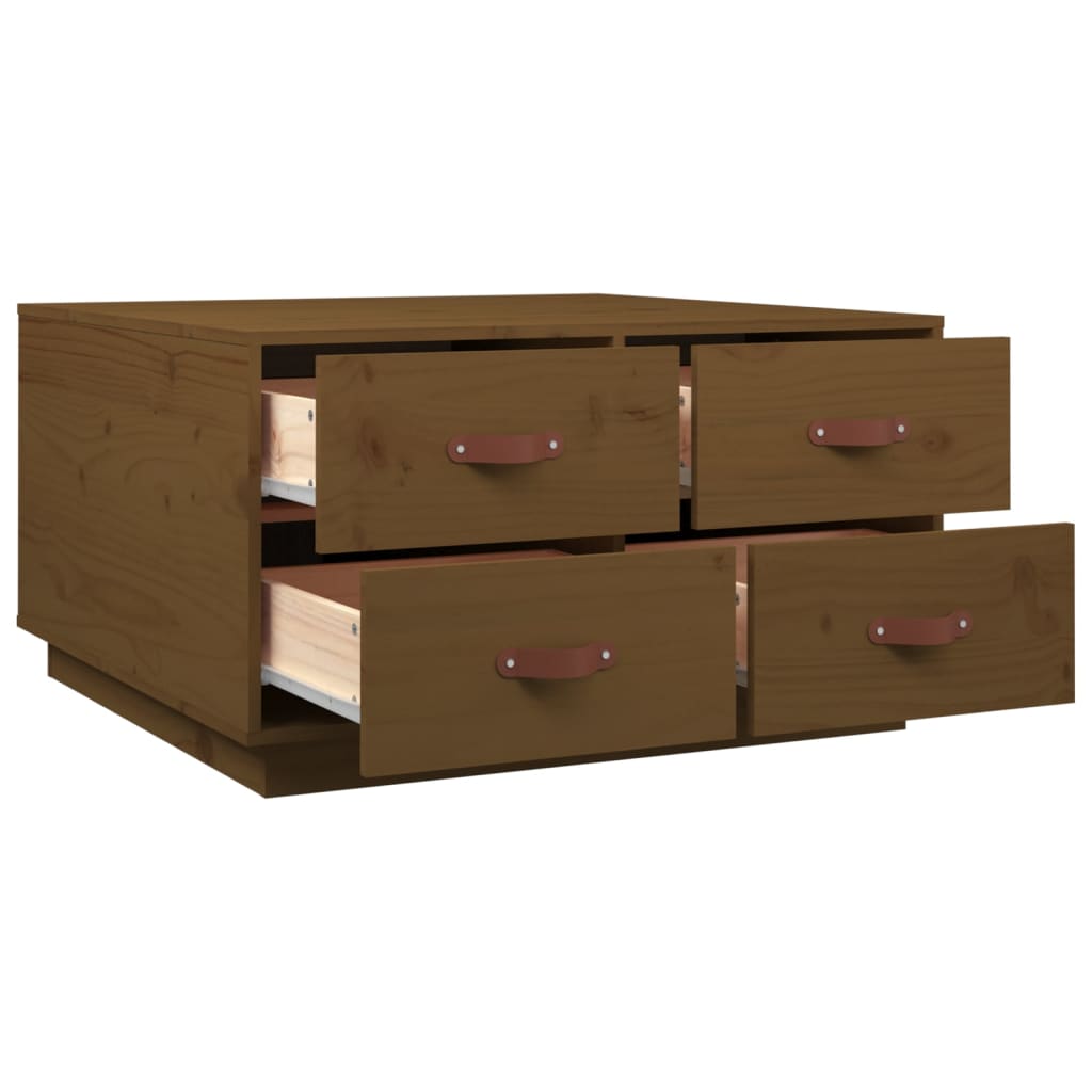 Sofabord honningbrunt 80x80x45 cm massivt fyrretræ