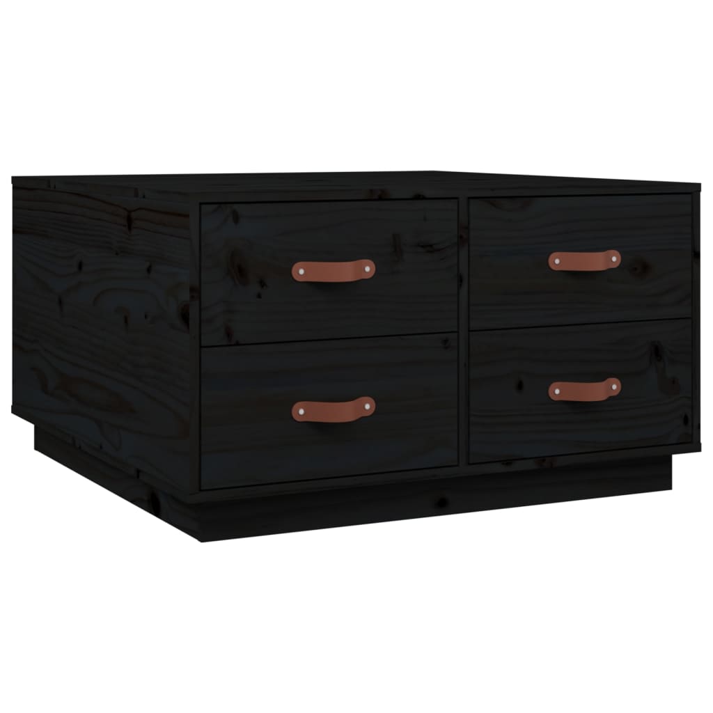 Sofabord Sort 80x80x45 cm Massiv Fyr