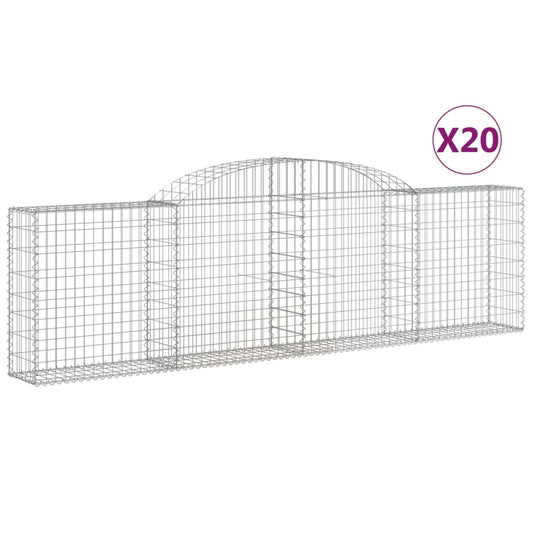 Gabionen mit Hochbogen 20 Stk. 300x30x80/100cm Verzinktes Eisen