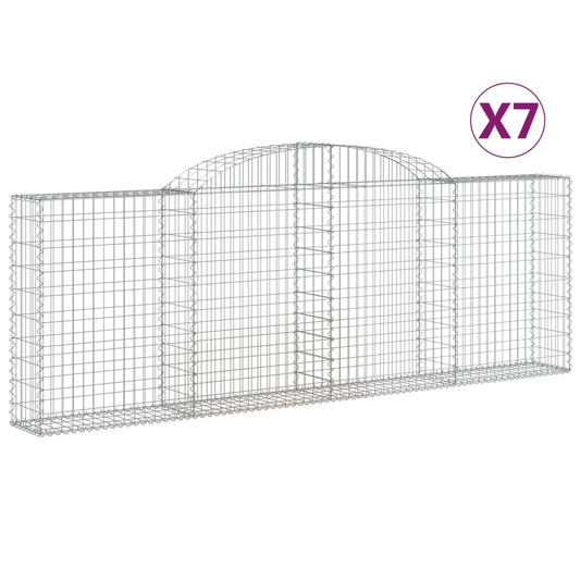 Gabionen mit Hochbogen 7 Stk. 300x30x100/120cm Verzinktes Eisen