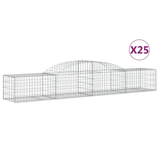 Gabionen mit Hochbogen 25 Stk. 300x50x40/60 cm Verzinktes Eisen