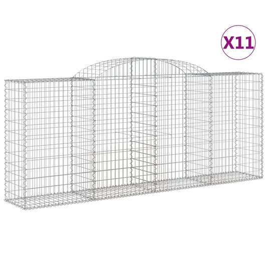 Gabionen mit Hochbogen 11 Stk 300x50x120/140cm Verzinktes Eisen