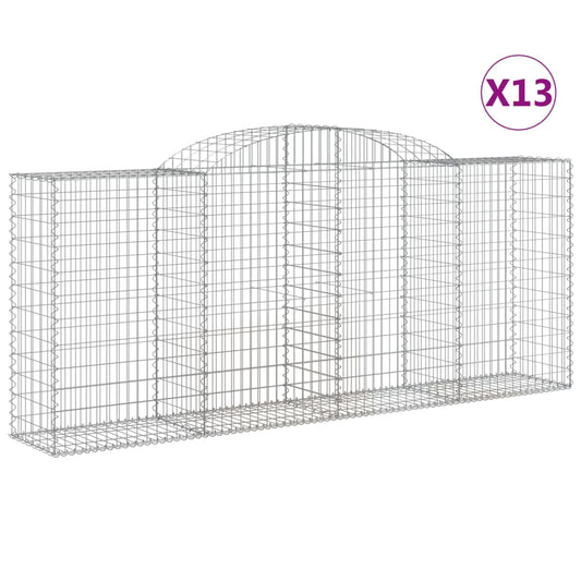 Gabionen mit Hochbogen 13 Stk 300x50x120/140cm Verzinktes Eisen