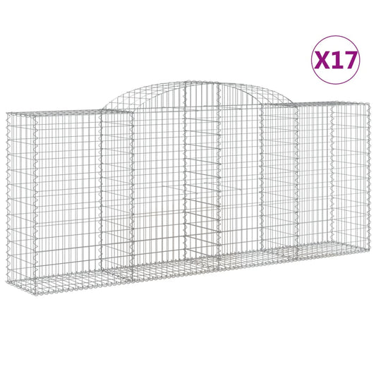 Gabionen mit Hochbogen 17 Stk 300x50x120/140cm Verzinktes Eisen