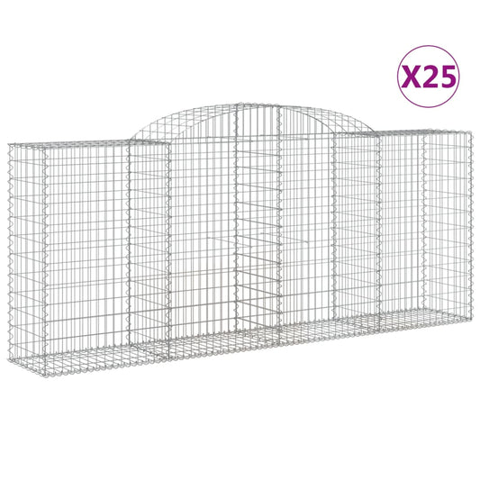 Gabionen mit Hochbogen 25 Stk 300x50x120/140cm Verzinktes Eisen