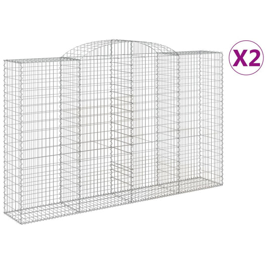 Gabionen mit Hochbogen 2 Stk. 300x50x180/200cm Verzinktes Eisen