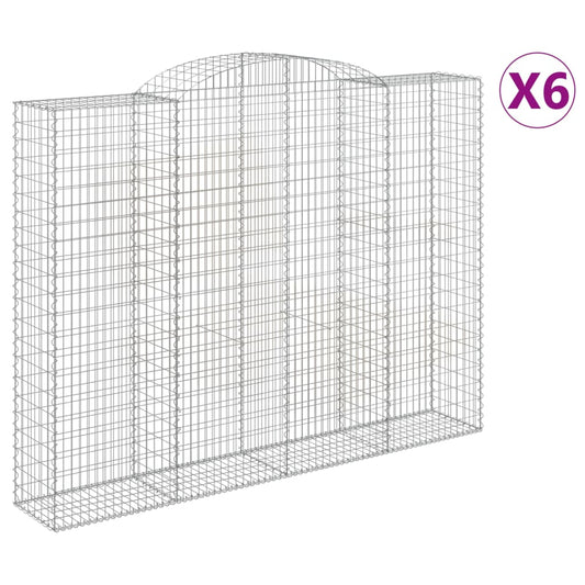 Gabionen mit Hochbogen 6 Stk. 300x50x220/240cm Verzinktes Eisen