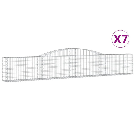 Gabionen mit Hochbogen 7 Stk. 400x30x60/80 cm Verzinktes Eisen