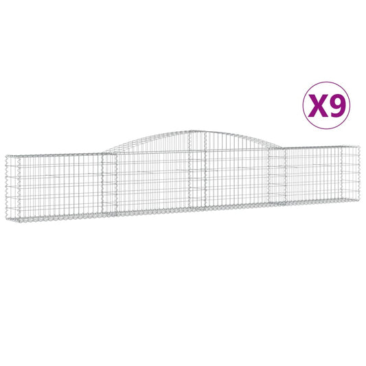 Gabionen mit Hochbogen 9 Stk. 400x30x60/80 cm Verzinktes Eisen