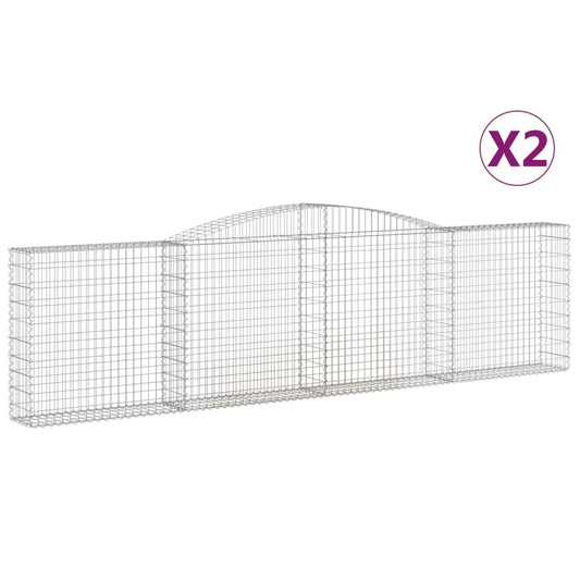 Gabionen mit Hochbogen 2 Stk. 400x30x100/120cm Verzinktes Eisen