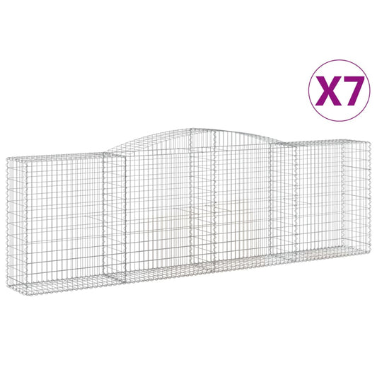 Gabionen mit Hochbogen 7 Stk. 400x50x120/140cm Verzinktes Eisen