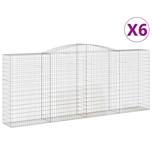 Gabionen mit Hochbogen 6 Stk. 400x50x160/180cm Verzinktes Eisen
