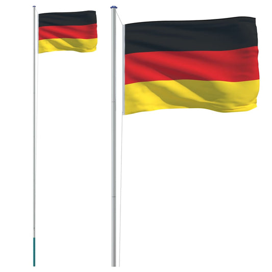Tysklands flag med mast 6,23 m aluminium