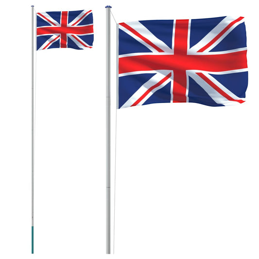 Storbritanniens flag med mast 6,23 m aluminium