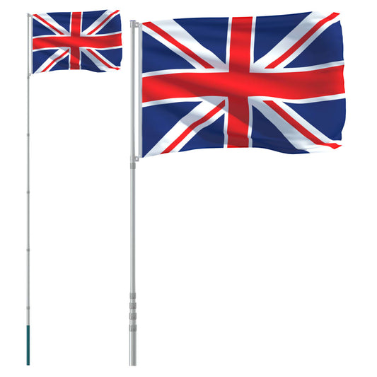 Storbritanniens flag med mast 5,55 m aluminium