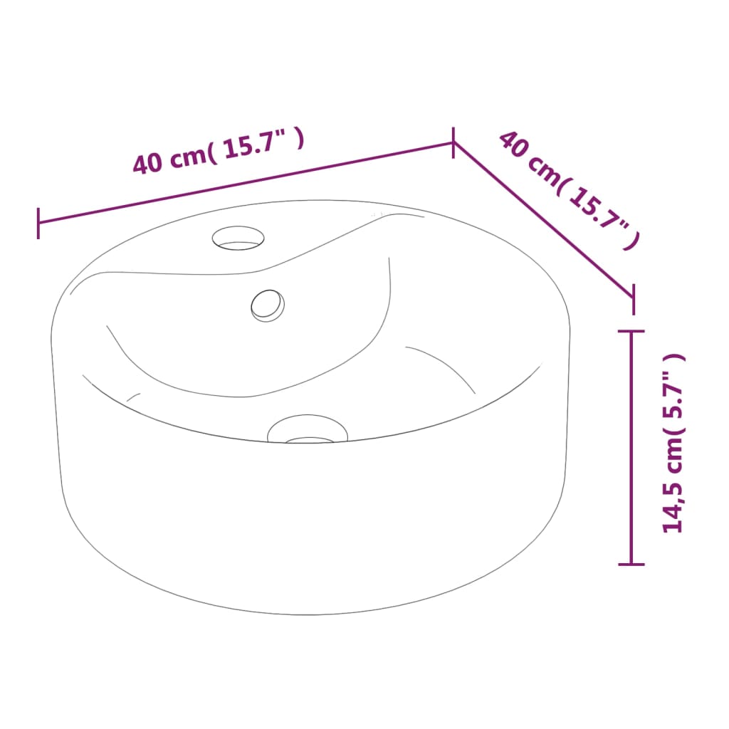 Håndvask Hvid 40x14,5 cm Keramik Rund