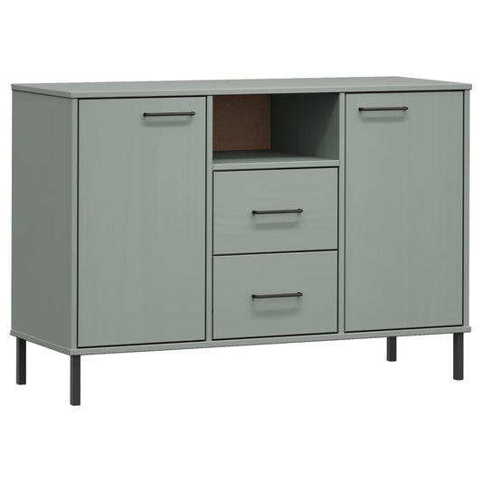 Sideboard OSLO mit Metallbeinen Grau 113x40x77 cm Massivholz