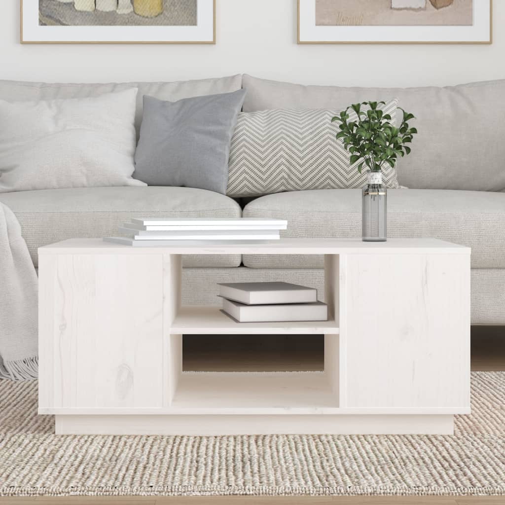Sofabord Hvid 90x49x40,5 cm Massiv Fyr
