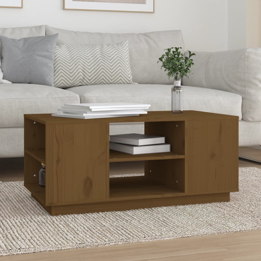 Sofabord honningbrunt 90x49x40,5 cm massivt fyrretræ