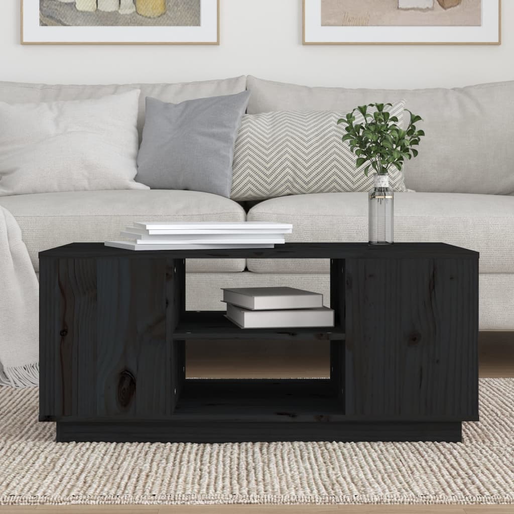Sofabord Sort 90x49x40,5 cm Massiv Fyr