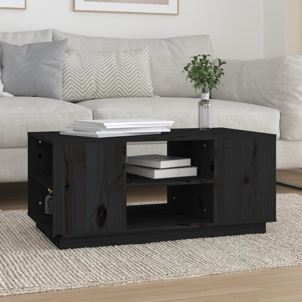 Sofabord Sort 90x49x40,5 cm Massiv Fyr