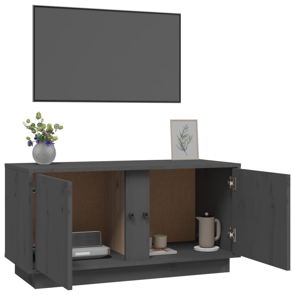 TV-skab Grå 80x35x40,5 cm Massiv Fyr