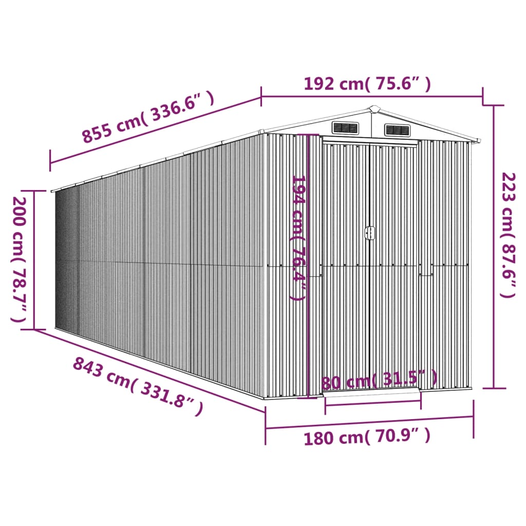 Redskabsskur Lysebrun 192x855x223 cm Galvaniseret Stål