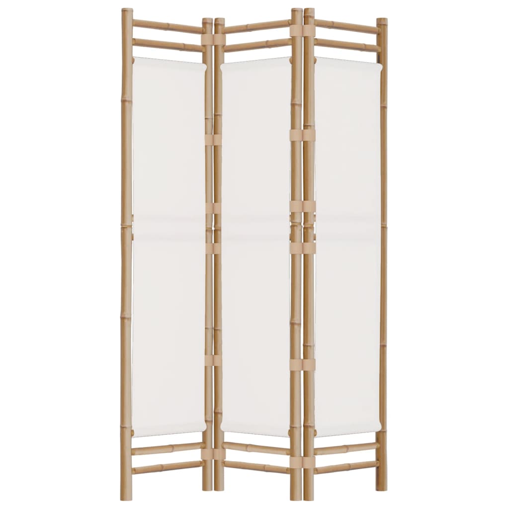 3-delt Foldeskærm 120 cm Bambus og lærred