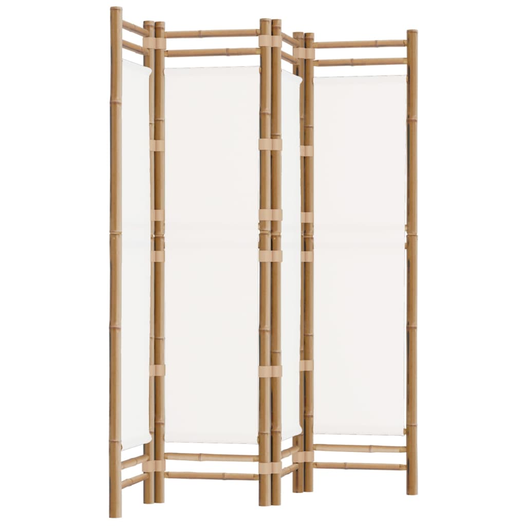 4-delt Foldeskærm 160 cm Bambus og lærred