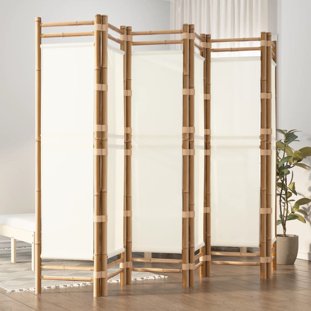 6-delt sæt Foldeskærm 240 cm Bambus og lærred
