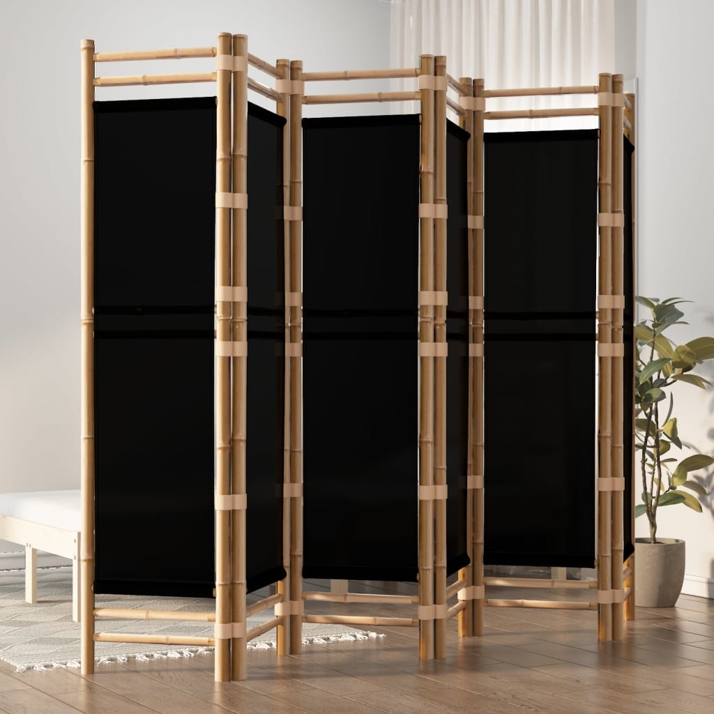 6-delt sæt Foldeskærm 240 cm Bambus og lærred