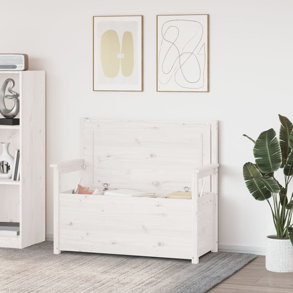 Bænk Hvid 112,5x51,5x96,5 cm Massiv Fyr