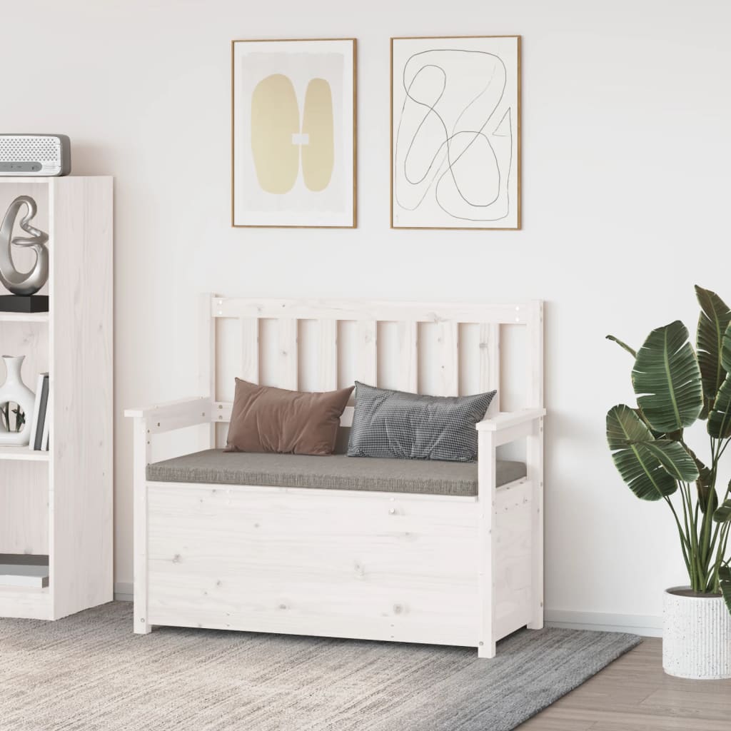 Bænk Hvid 112,5x51,5x96,5 cm Massiv Fyr