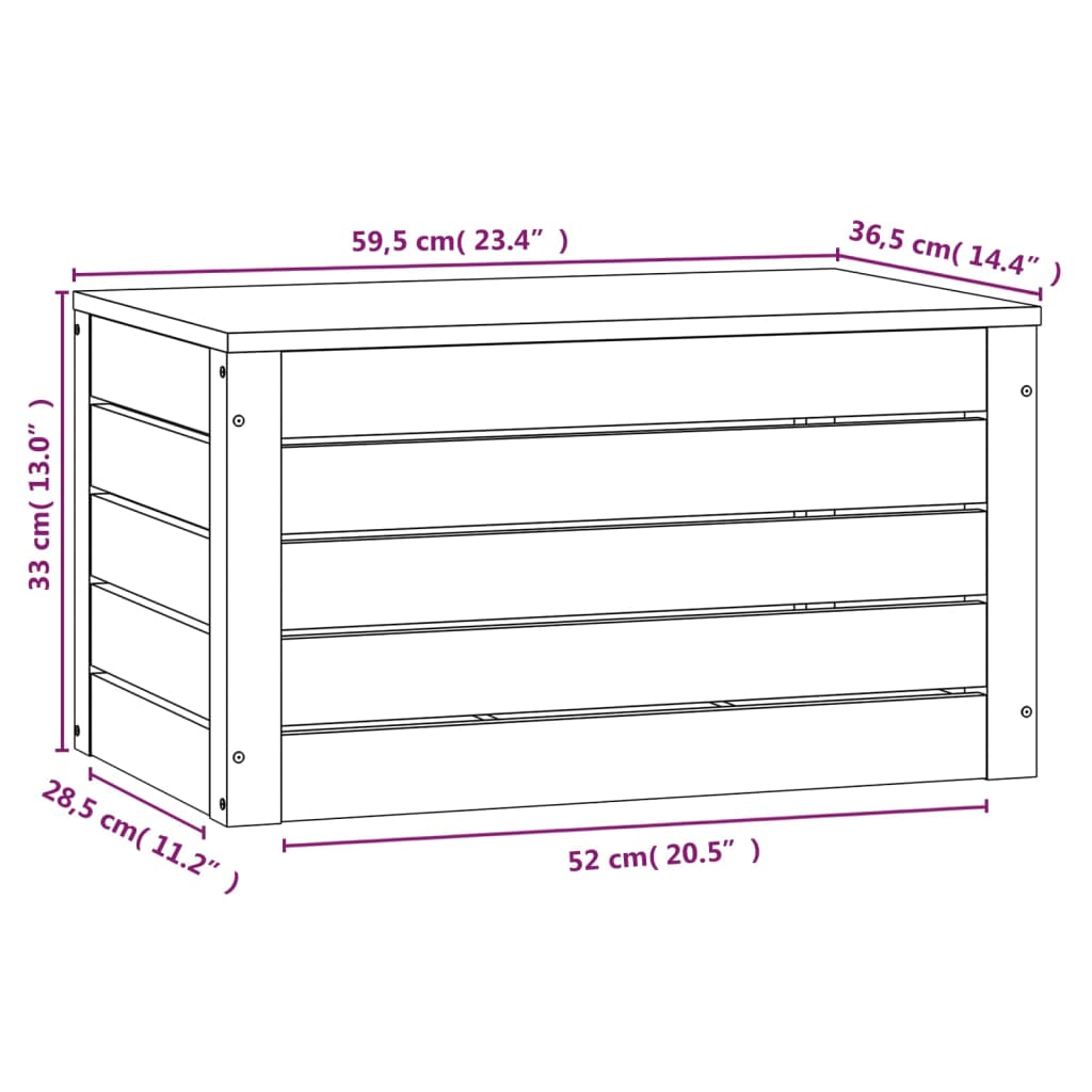 Bryst 59,5x36,5x33 cm massivt fyrretræ
