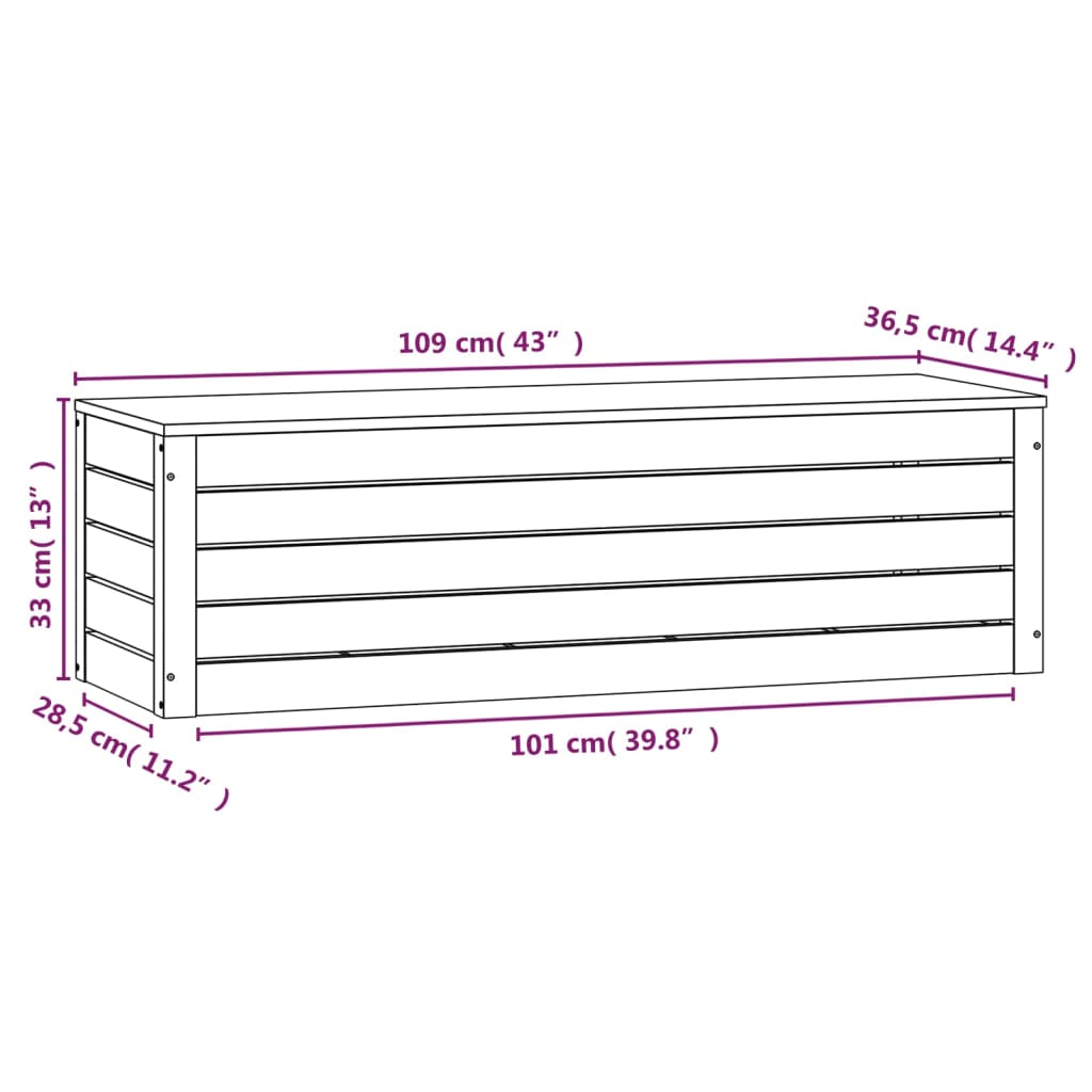 Skrin 109x36,5x33 cm massiv fyrretræ