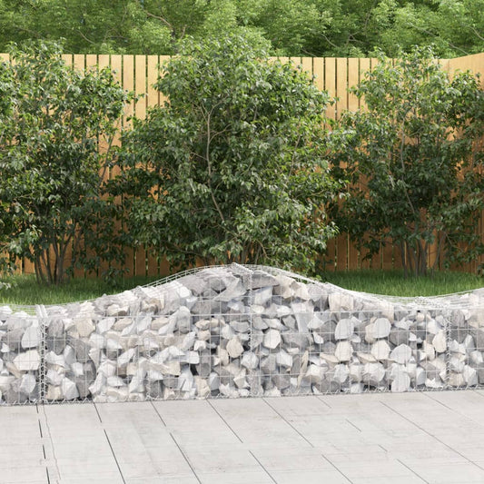 Gabione mit Hochbogen 200x50x40/60 cm Verzinktes Eisen