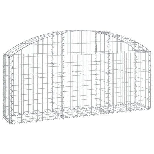 Gabione mit Hochbogen 150x30x60/80 cm Verzinktes Eisen
