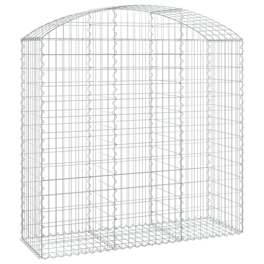Gabione mit Hochbogen 150x50x140/160 cm Verzinktes Eisen