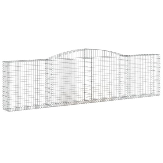 Gabione mit Hochbogen 400x30x100/120 cm Verzinktes Eisen