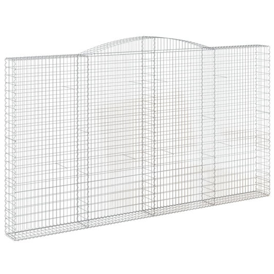 Gabione mit Hochbogen 400x30x220/240 cm Verzinktes Eisen