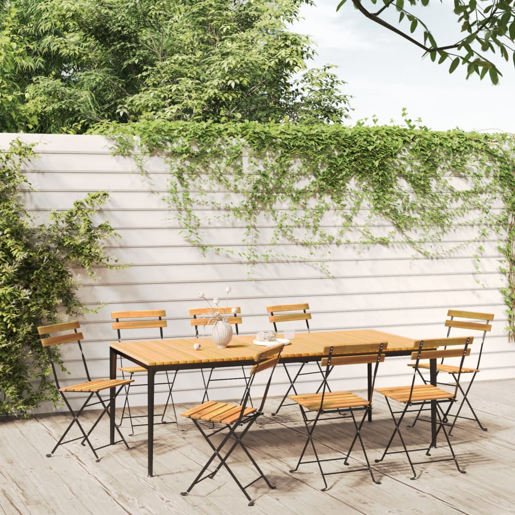 Klappbare Gartenstühle 8 Stk. Stahl und Massivholz Akazie