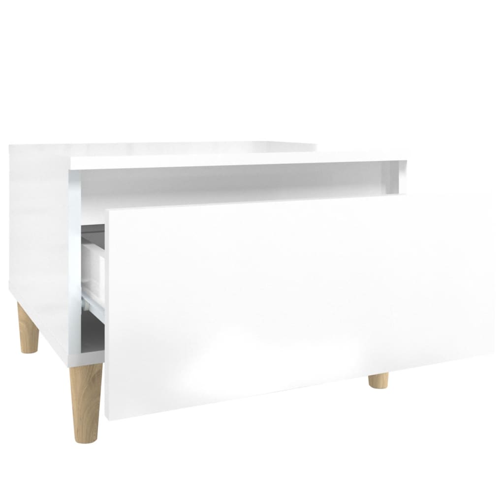 Sidebord højglans hvid 50x46x35 cm træmateriale
