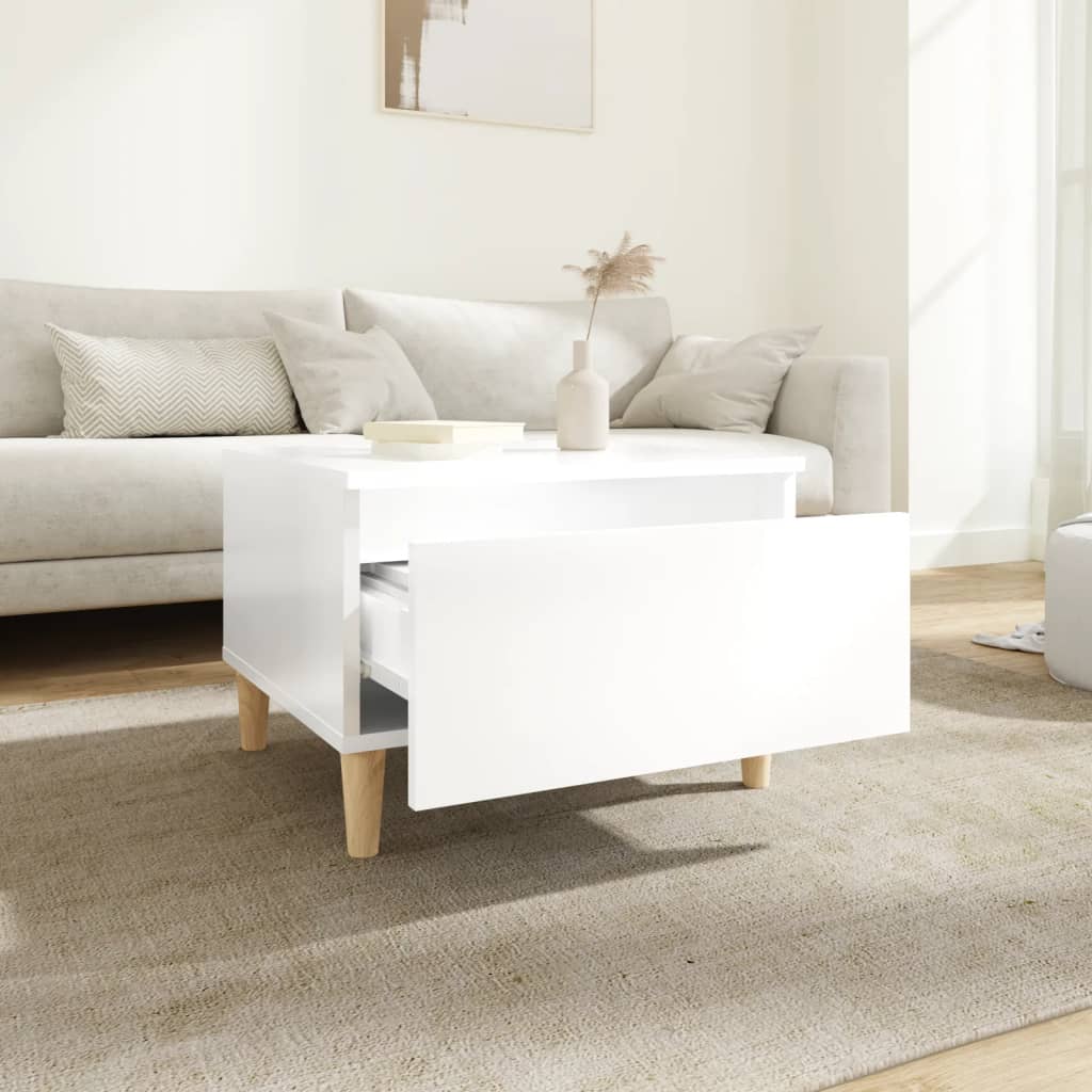 Sideborde 2 stk Højglans hvid 50x46x35 cm træmateriale
