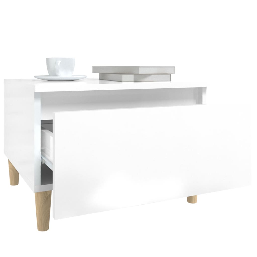 Sideborde 2 stk Højglans hvid 50x46x35 cm træmateriale