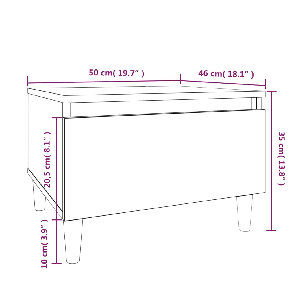 Sidebord røget eg 50x46x35 cm træmateriale