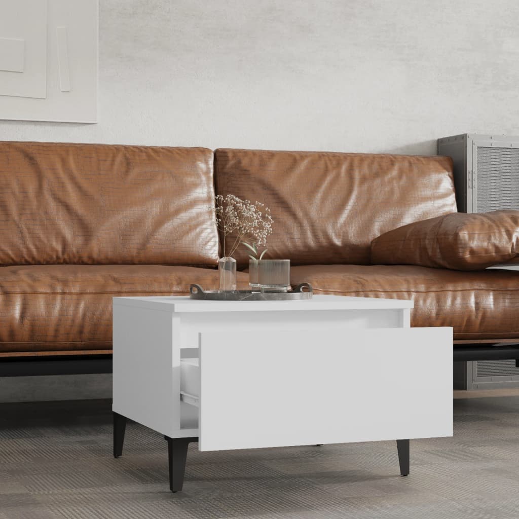 Sideborde 2 stk Hvidt 50x46x35 cm træmateriale