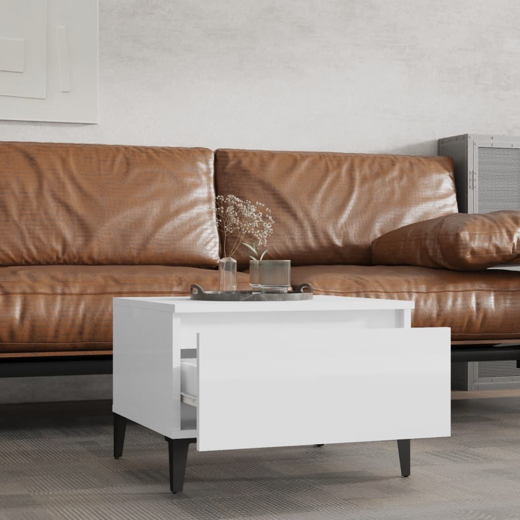 Sideborde 2 stk Højglans hvid 50x46x35 cm træmateriale