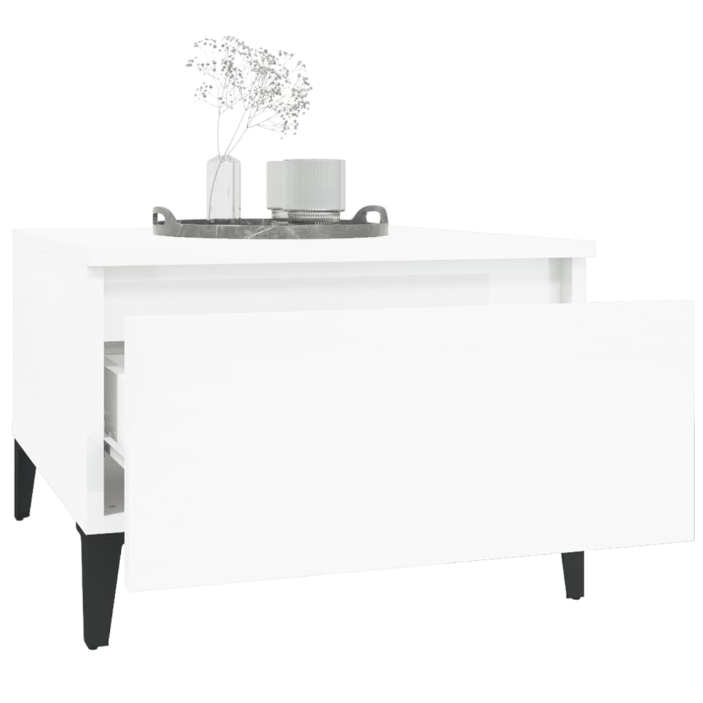 Sideborde 2 stk Højglans hvid 50x46x35 cm træmateriale