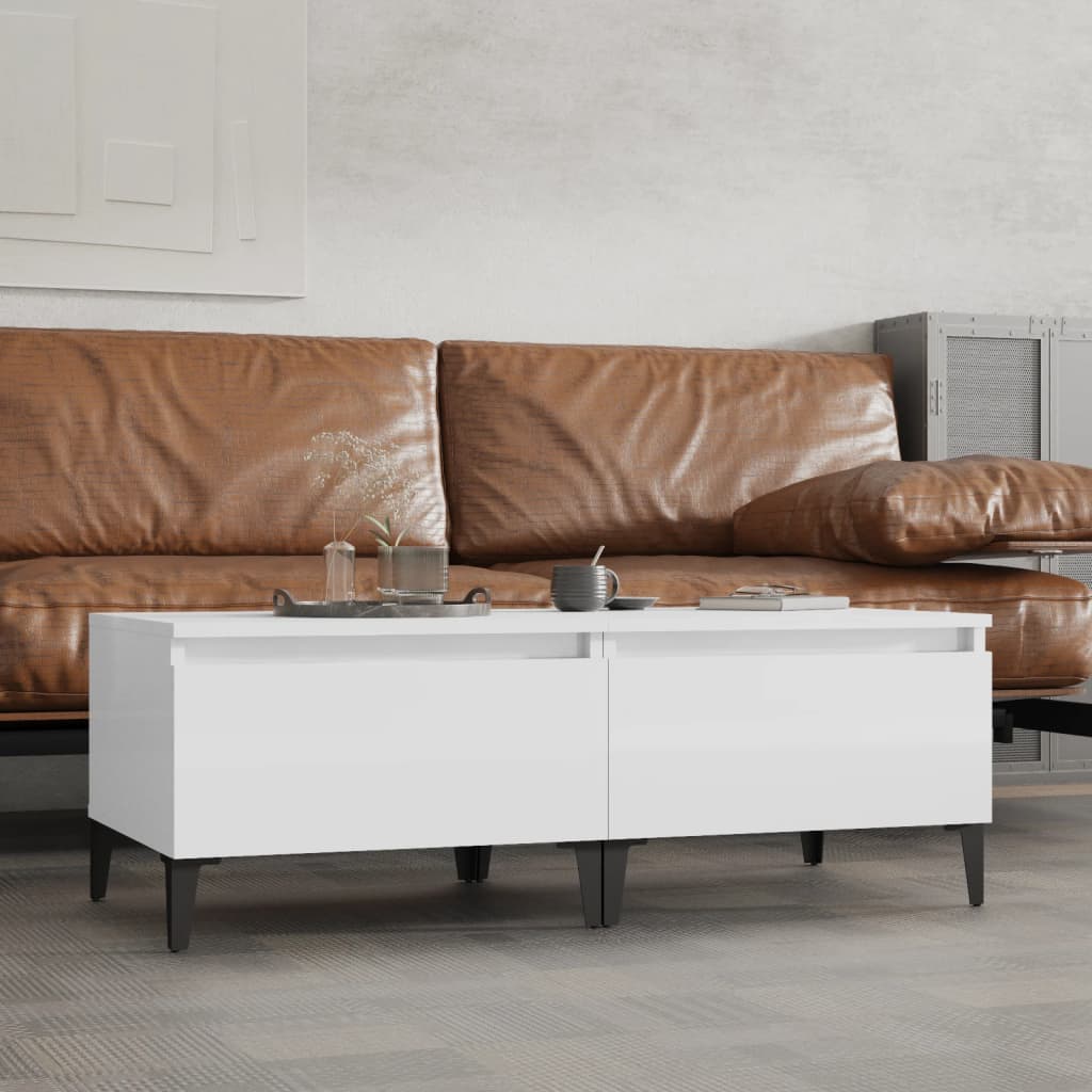 Sideborde 2 stk Højglans hvid 50x46x35 cm træmateriale